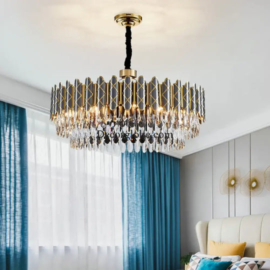 Elegant Post-Modern Black Crystal Chandelier - A Simple Atmosphere Fixture for Living Rooms, Bedrooms, and Dining Spaces - DecorGlobe