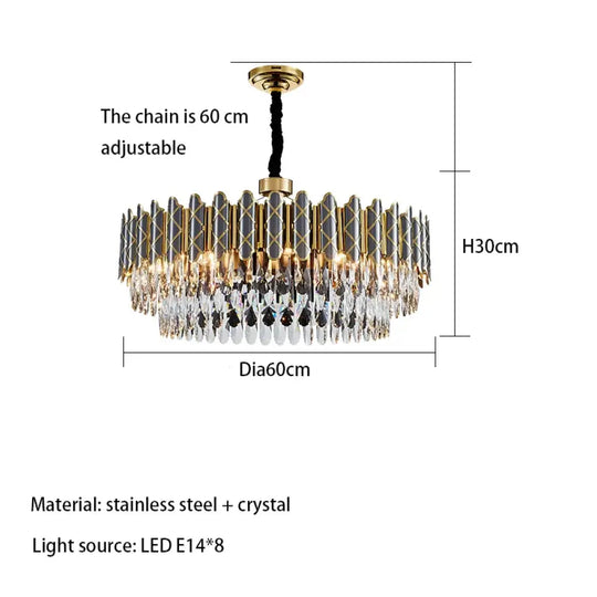 Elegant Post-Modern Black Crystal Chandelier - A Simple Atmosphere Fixture for Living Rooms, Bedrooms, and Dining Spaces - DecorGlobe