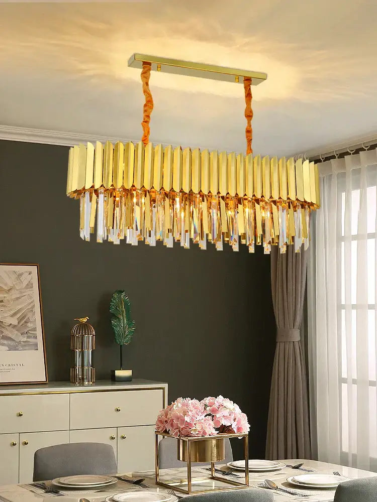 Elegant Post-Modern Crystal Chandelier - Stainless Steel Golden Round Lighting for Living Rooms, Dining Rooms, and Bedrooms - DecorGlobe