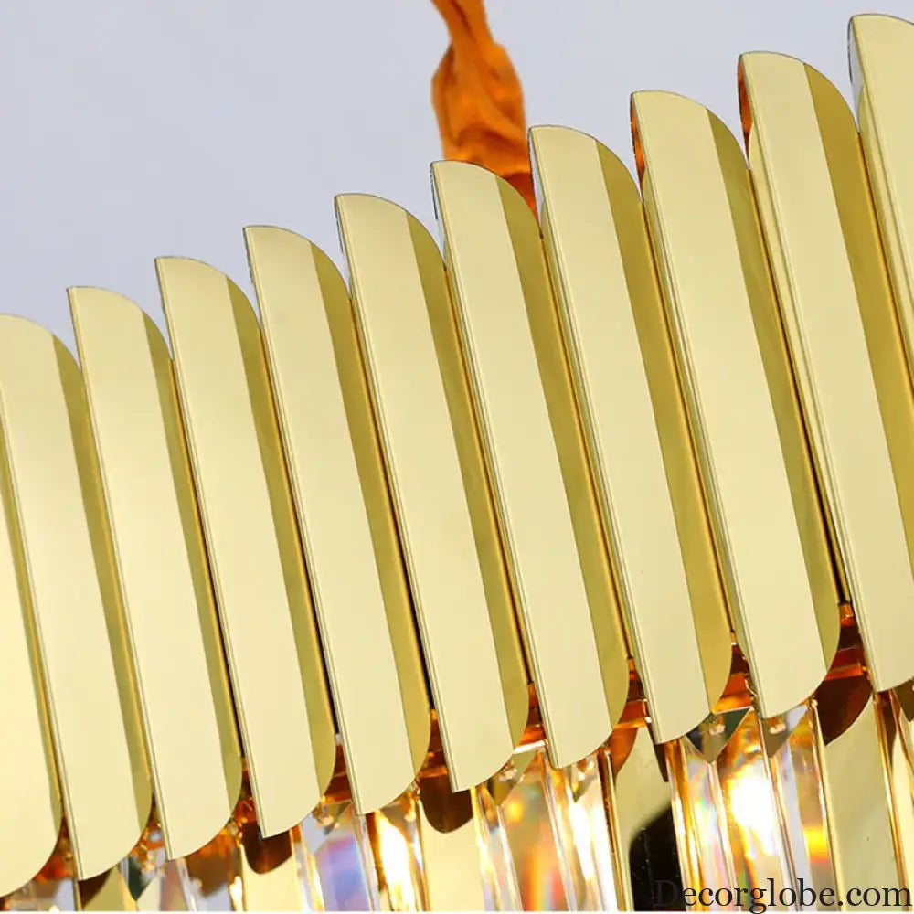 Elegant Post-Modern Crystal Chandelier - Stainless Steel Golden Round Lighting for Living Rooms, Dining Rooms, and Bedrooms - DecorGlobe