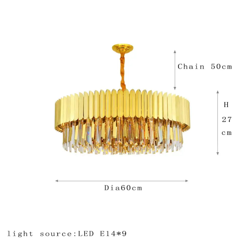Elegant Post-Modern Crystal Chandelier - Stainless Steel Golden Round Lighting for Living Rooms, Dining Rooms, and Bedrooms - DecorGlobe