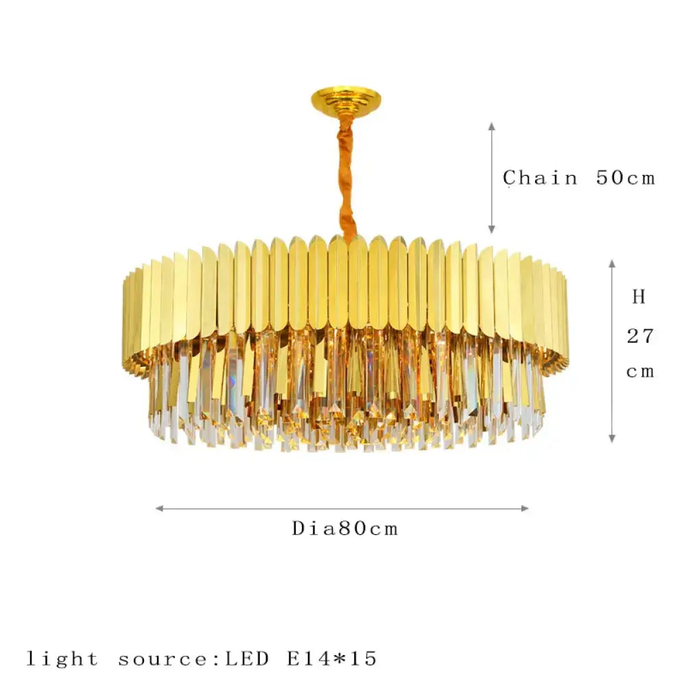 Elegant Post-Modern Crystal Chandelier - Stainless Steel Golden Round Lighting for Living Rooms, Dining Rooms, and Bedrooms - DecorGlobe