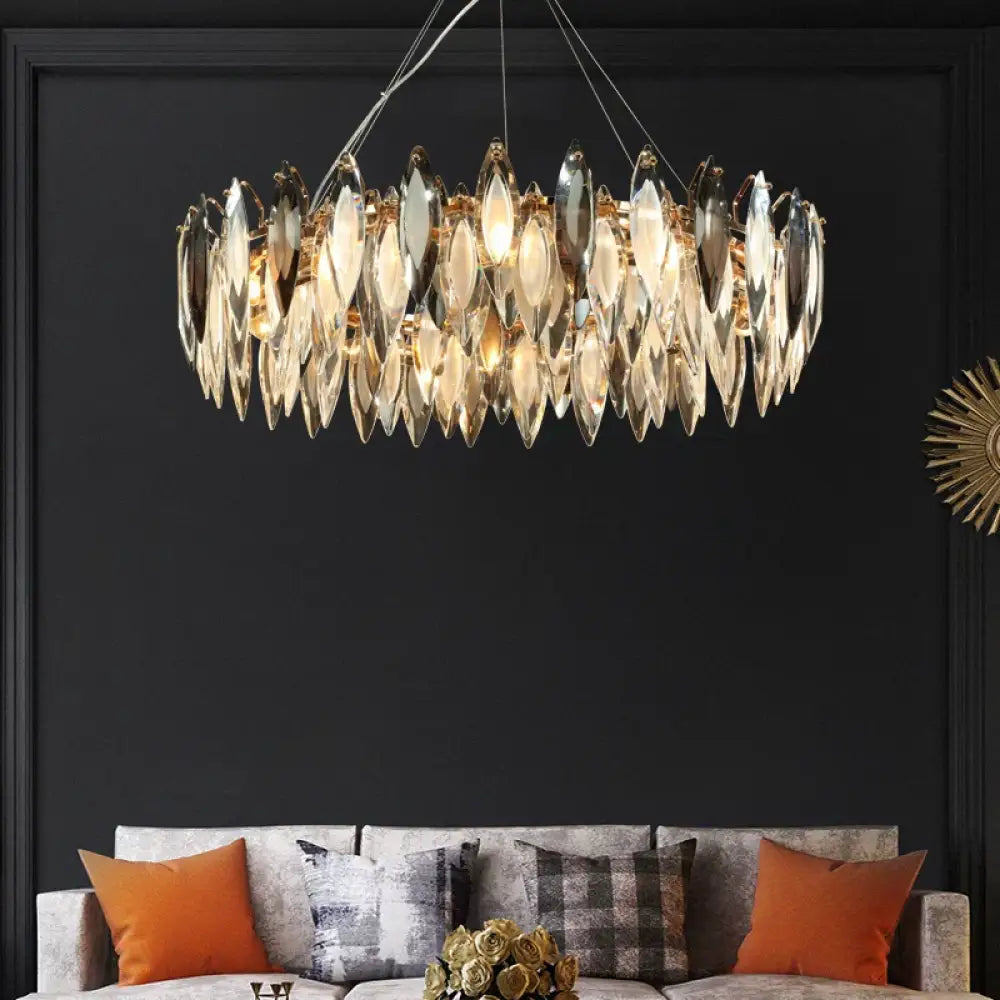 Elegant Round Gold LED Crystal Chandelier - A Modern Luxury Lighting Fixture for Dining Rooms, Living Rooms, and Home Decor - DecorGlobe