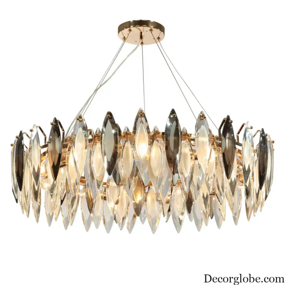 Elegant Round Gold LED Crystal Chandelier - A Modern Luxury Lighting Fixture for Dining Rooms, Living Rooms, and Home Decor - DecorGlobe