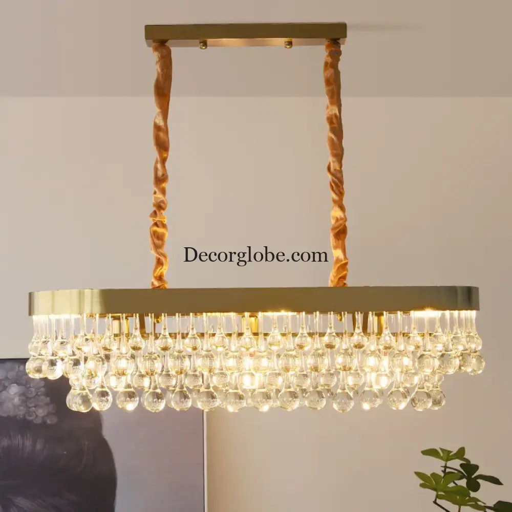 Elegant Round Water Drop Golden Chandelier - A Postmodern Light Luxury Fixture for Living Rooms, Bedrooms, and Dining Spaces - DecorGlobe
