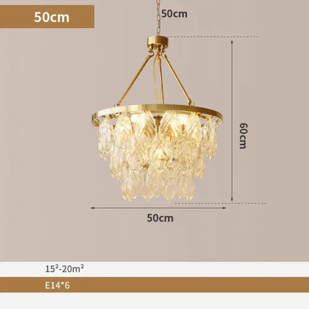 Elegant Round Water Drop Golden Chandelier - A Postmodern Light Luxury Fixture for Living Rooms, Bedrooms, and Dining Spaces - DecorGlobe