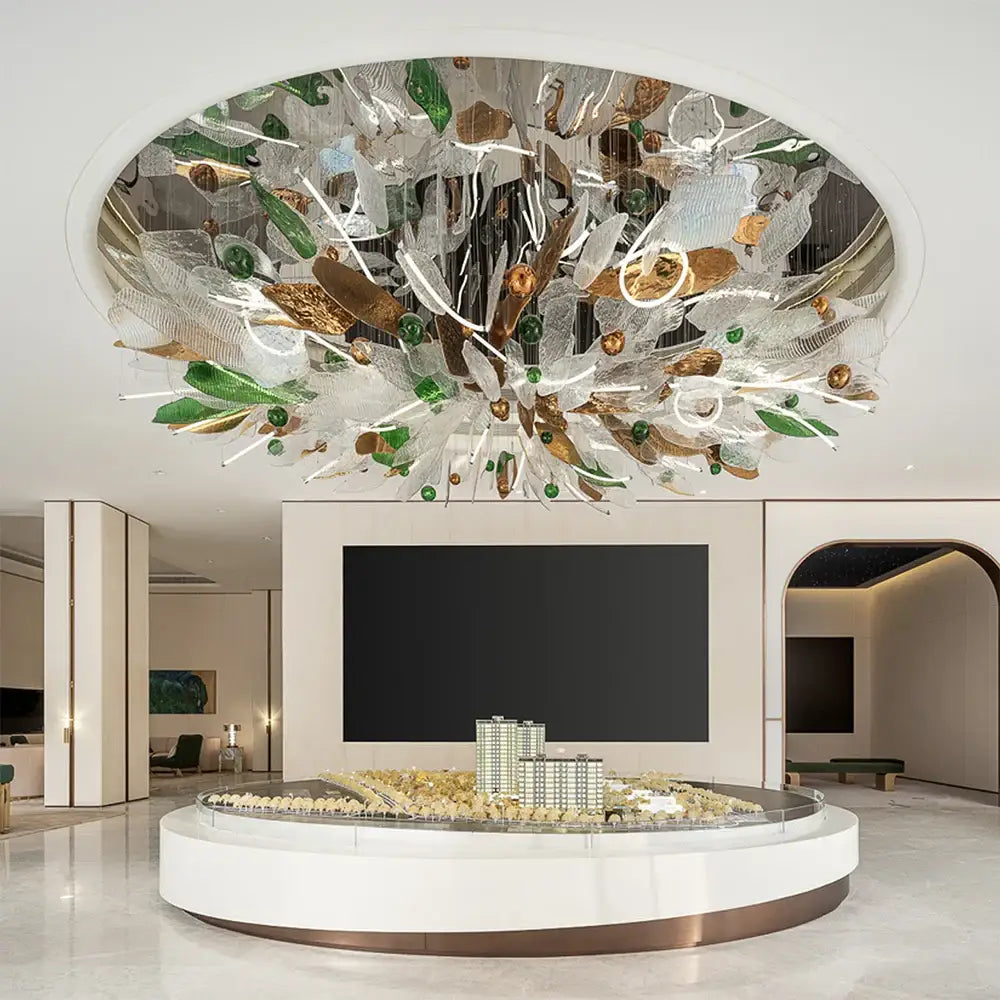 Elisabetta Custom Build Glass Leaves Chandelier Chandelier