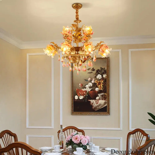 ÉLISÉE French Style Glass & Brass Classical Chandelier Chandelier