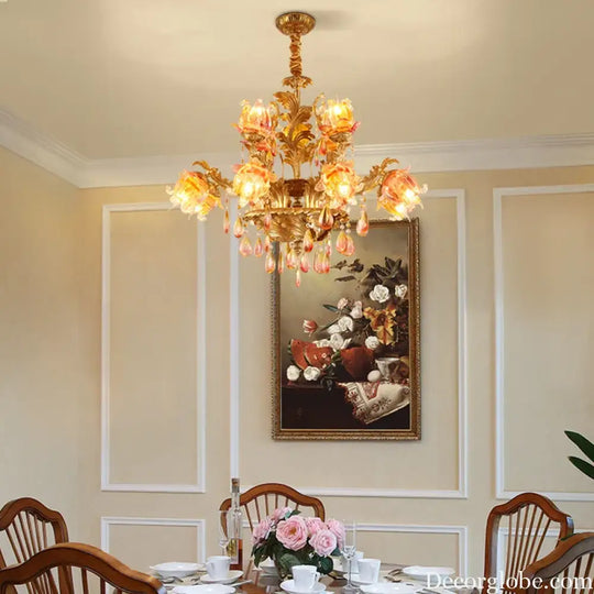ÉLISÉE French Style Glass & Brass Classical Chandelier Chandelier