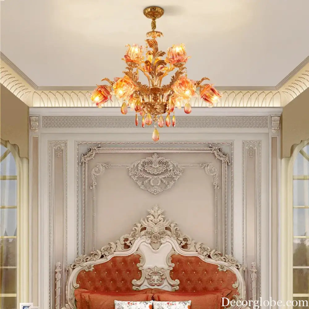 ÉLISÉE French Style Glass & Brass Classical Chandelier Chandelier