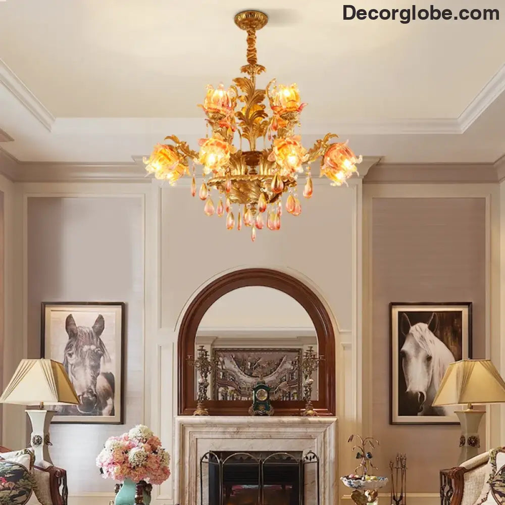 ÉLISÉE French Style Glass & Brass Classical Chandelier Chandelier