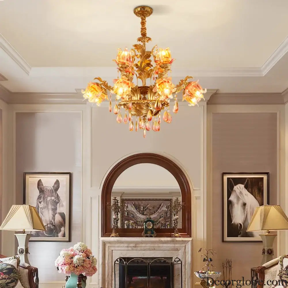 ÉLISÉE French Style Glass & Brass Classical Chandelier Chandelier