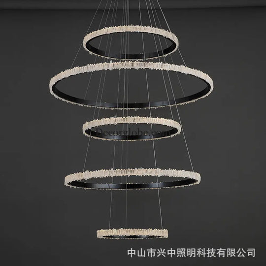 Ellie Modern Black Stainless Steel Natural Crystal Chandelier Chandelier