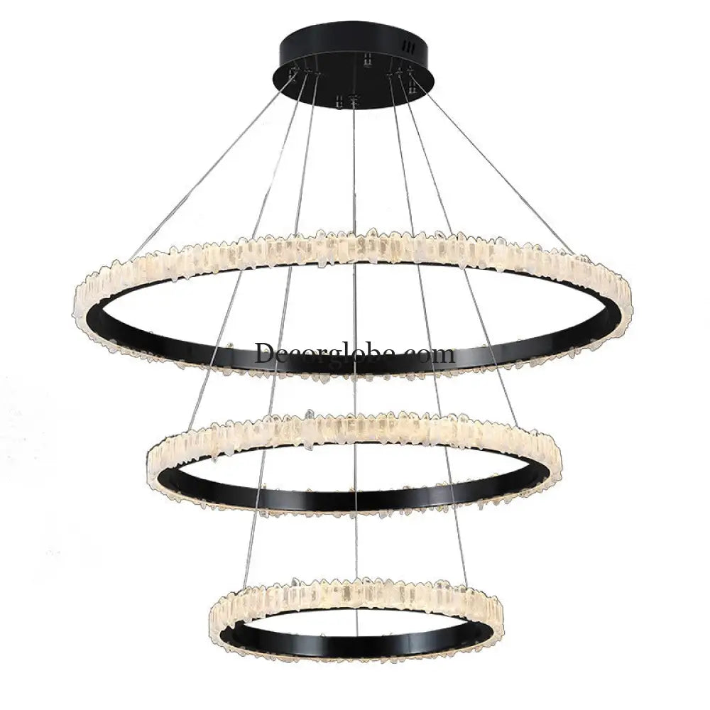 Ellie Modern Black Stainless Steel Natural Crystal Chandelier Chandelier