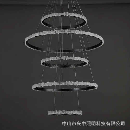 Ellie Modern Black Stainless Steel Natural Crystal Chandelier Chandelier