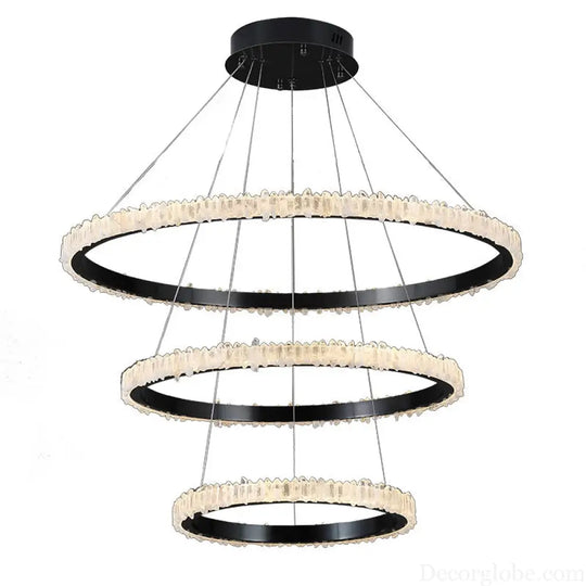 Ellie Modern Black Stainless Steel Natural Crystal Chandelier Chandelier