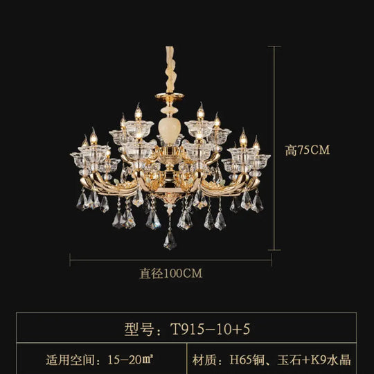 European-style copper crystal living room chandelier French restaurant Home luxury villa hotel bedroom room lighting 10