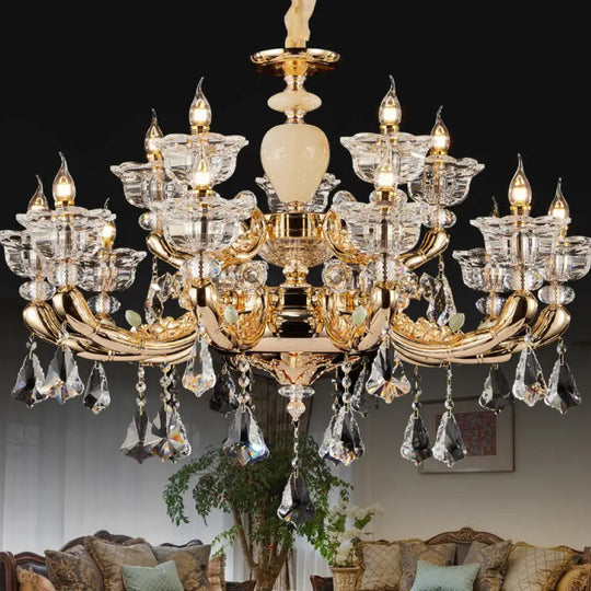 European-style copper crystal living room chandelier French restaurant Home luxury villa hotel bedroom room lighting 10