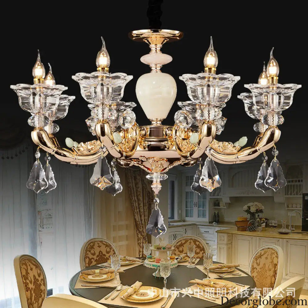 European-style copper crystal living room chandelier French restaurant Home luxury villa hotel bedroom room lighting