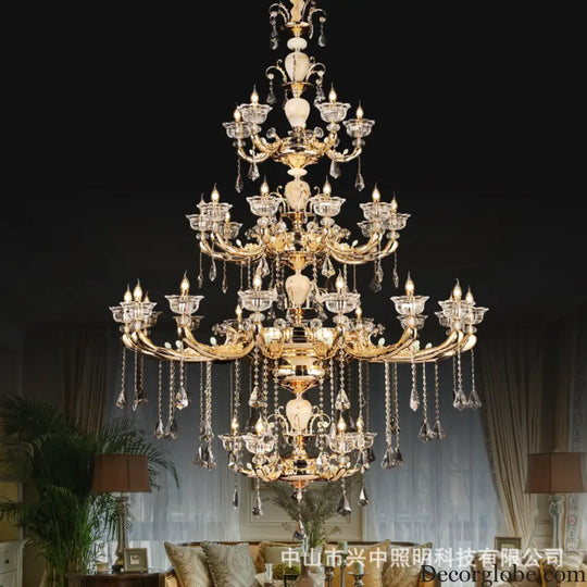 European-style copper crystal living room chandelier French restaurant Home luxury villa hotel bedroom room lighting