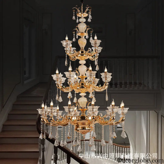 European-style copper crystal living room chandelier French restaurant Home luxury villa hotel bedroom room lighting