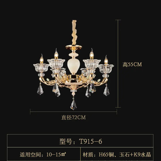 European-style copper crystal living room chandelier French restaurant Home luxury villa hotel bedroom room lighting 6