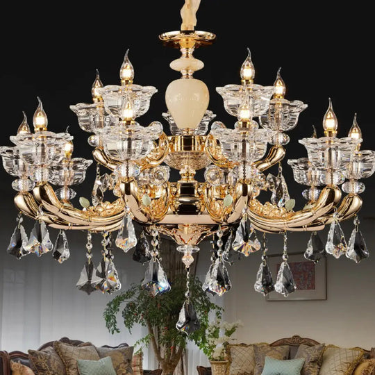 European-style copper crystal living room chandelier French restaurant Home luxury villa hotel bedroom room lighting