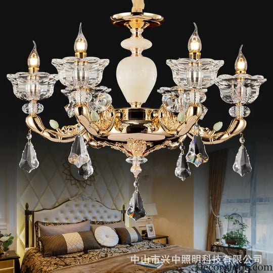 European-style copper crystal living room chandelier French restaurant Home luxury villa hotel bedroom room lighting