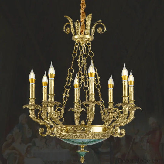 Emilia French Retro Copper Crystal Villa Chandelier Chandelier