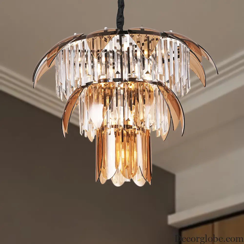 Evelyn's Enchanting Crystal Chandelier: Light Up Your Living Room in Style - DecorGlobe