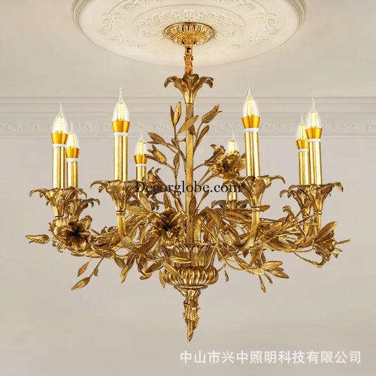 European Baroque Crystal Copper Branch Chandelier