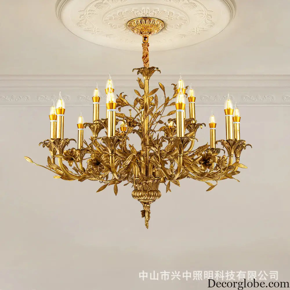 European Baroque Crystal Copper Branch Chandelier