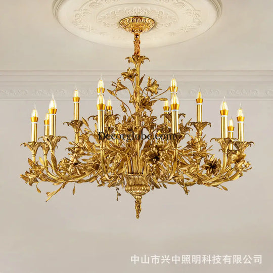European Baroque Crystal Copper Branch Chandelier