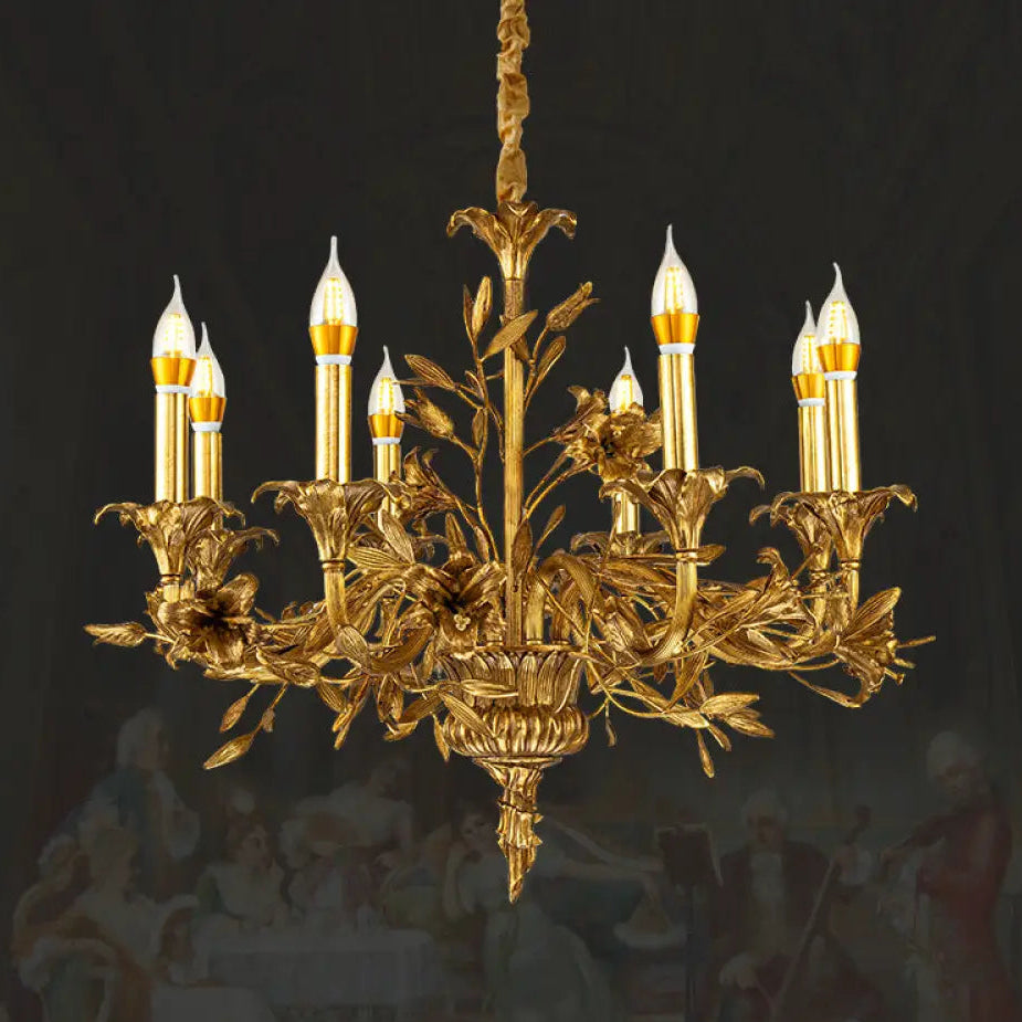 European Baroque Crystal Copper Branch Chandelier