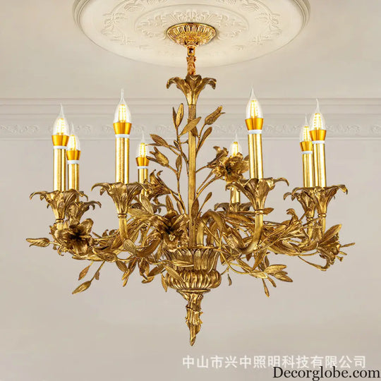 European Baroque Crystal Copper Branch Chandelier