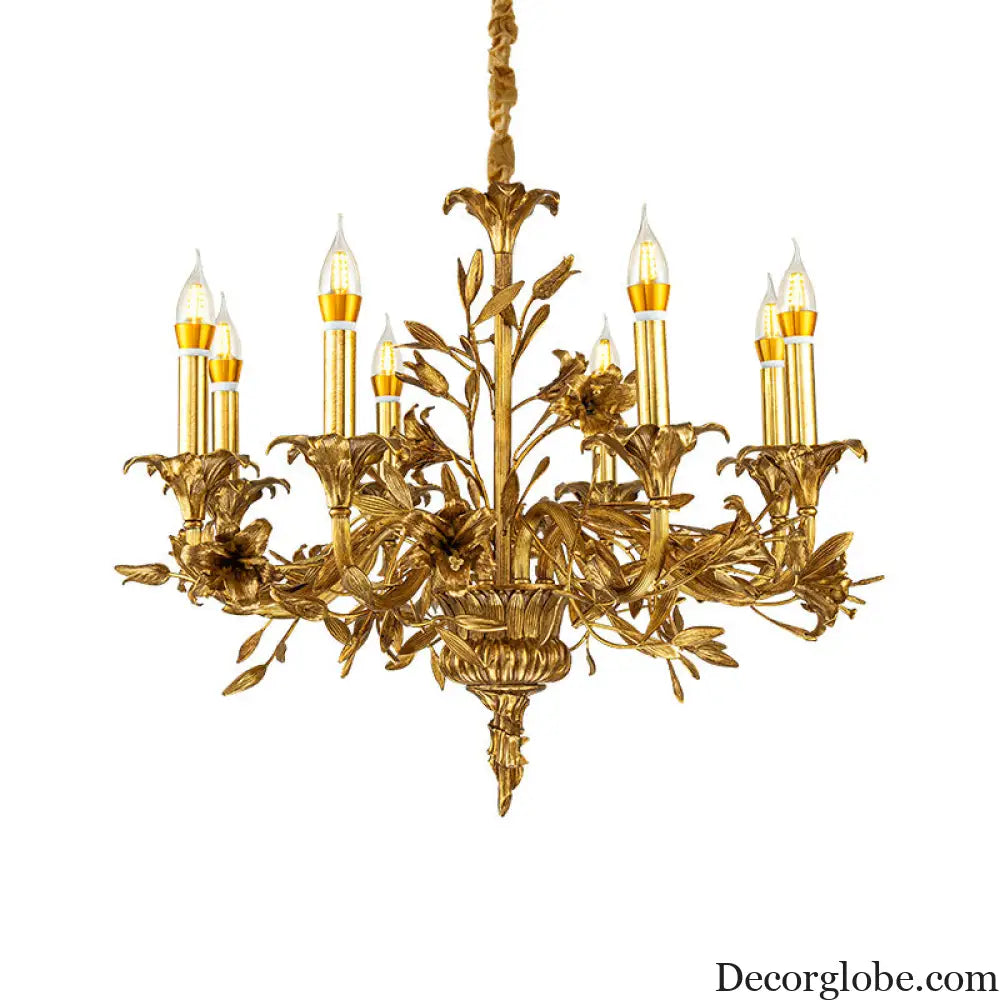 European Baroque Crystal Copper Branch Chandelier