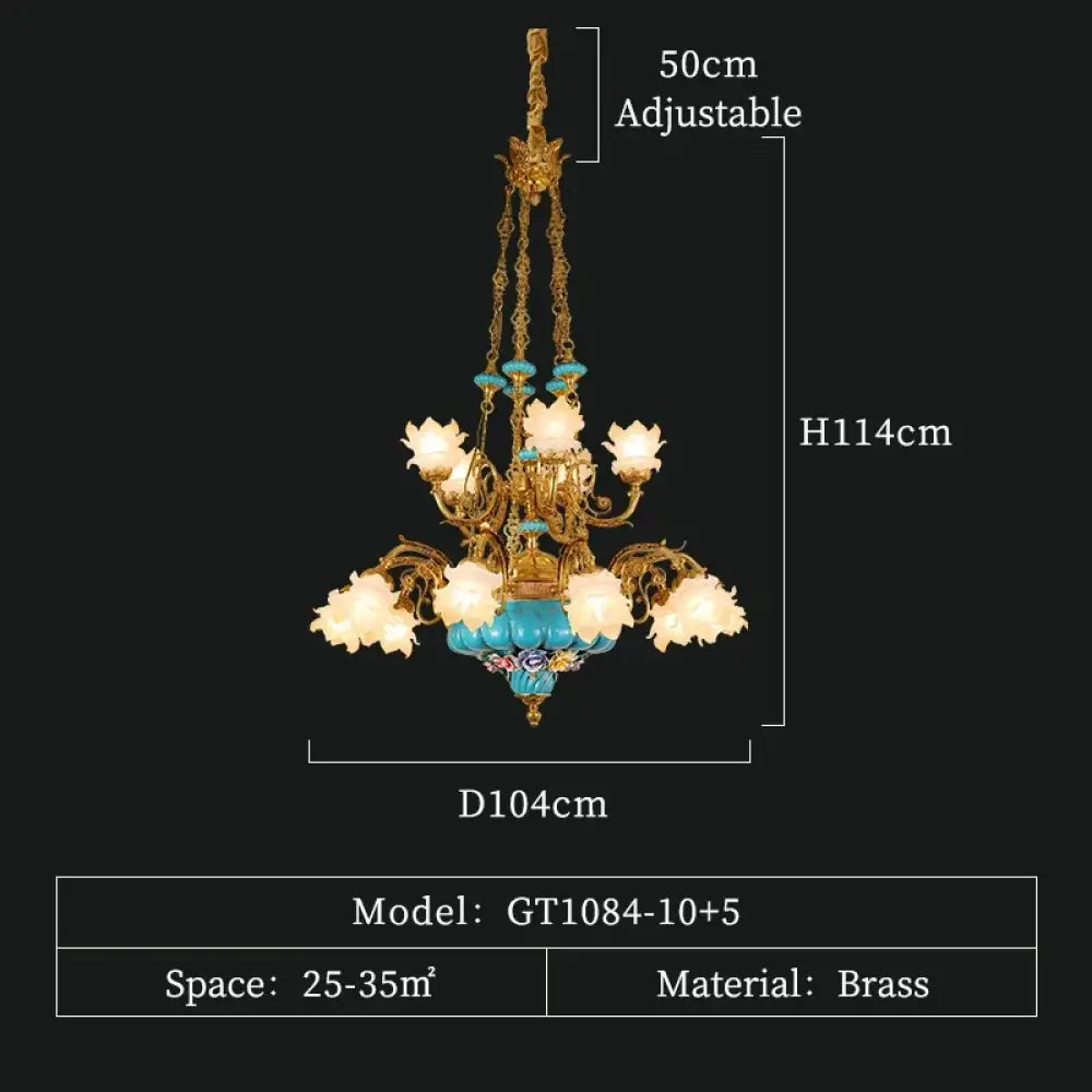CÉLORIN European Copper & Ceramic Grand Chandelier 15lights D104 H114cm Chandelier