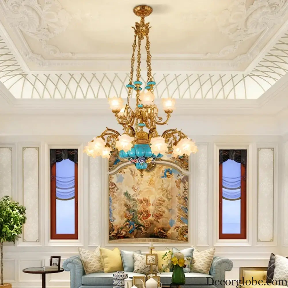 CÉLORIN European Copper & Ceramic Grand Chandelier Chandelier