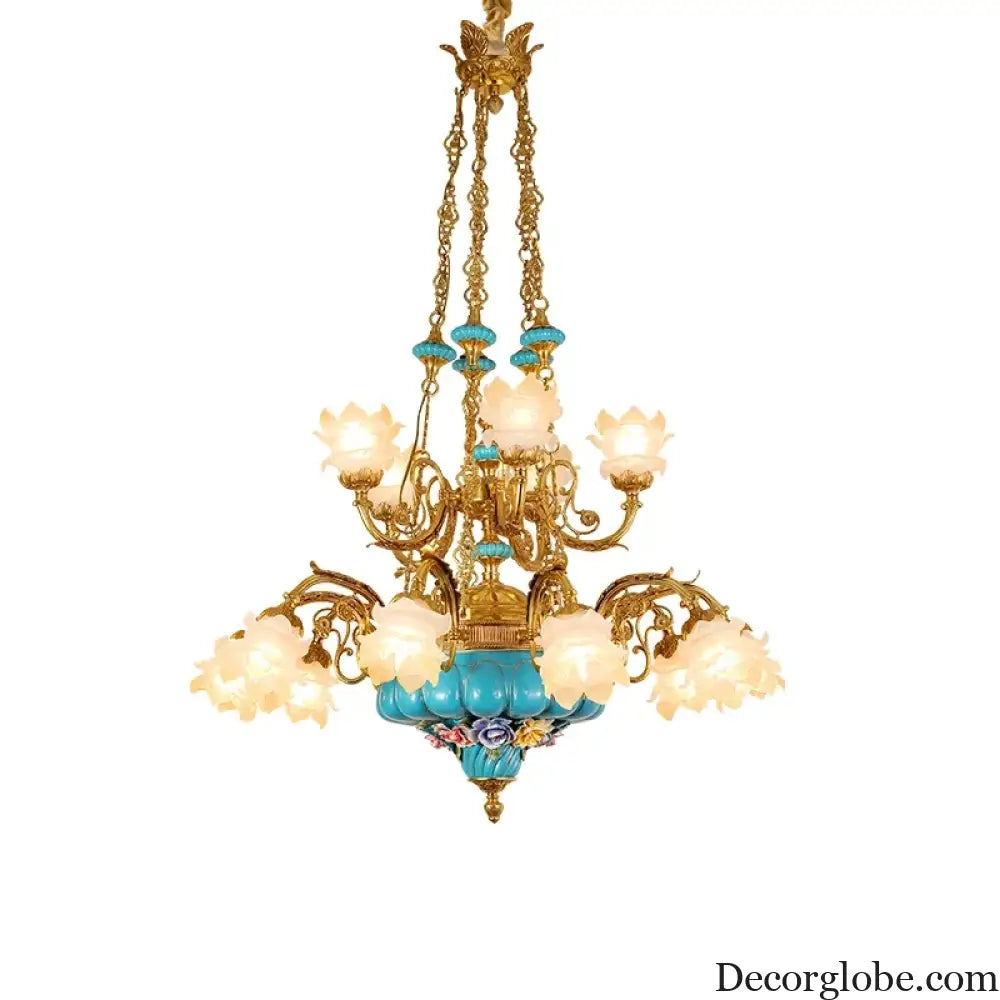 CÉLORIN European Copper & Ceramic Grand Chandelier Chandelier