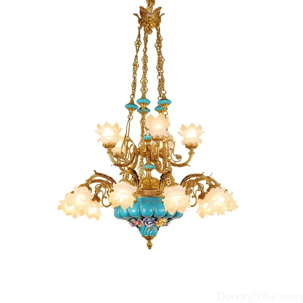 CÉLORIN European Copper & Ceramic Grand Chandelier Chandelier