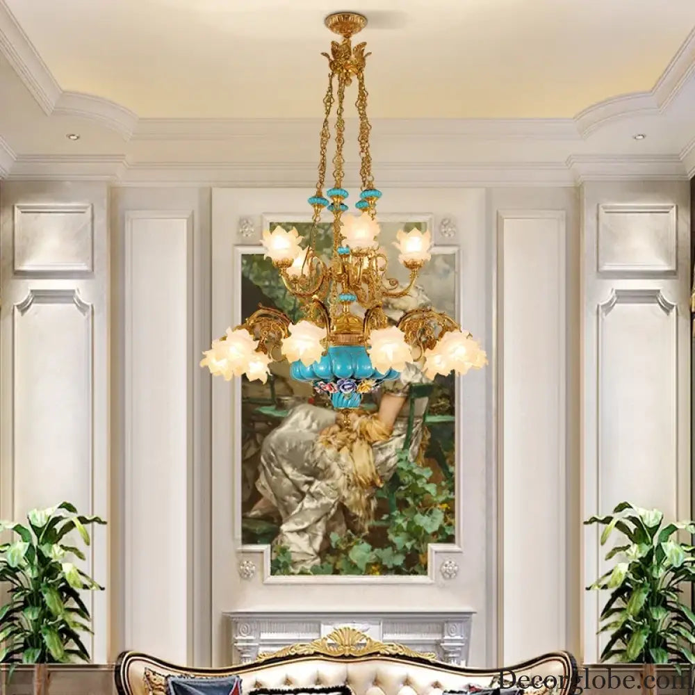 CÉLORIN European Copper & Ceramic Grand Chandelier Chandelier