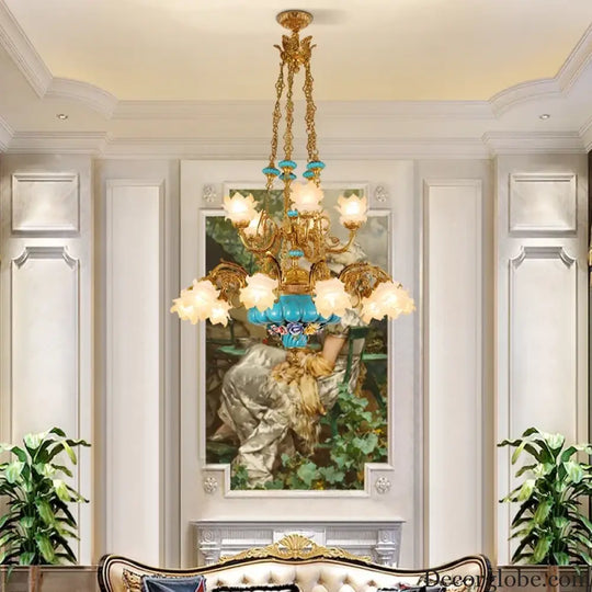 CÉLORIN European Copper & Ceramic Grand Chandelier Chandelier