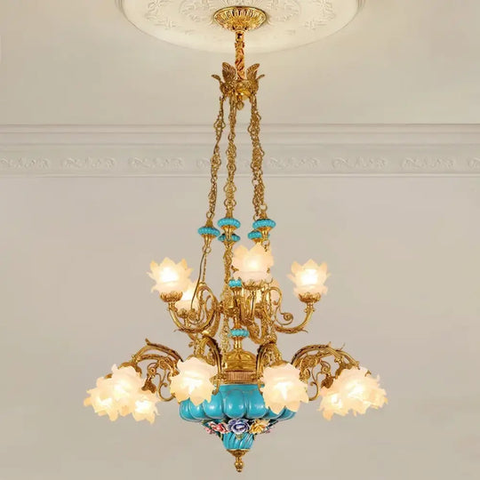 CÉLORIN European Copper & Ceramic Grand Chandelier 8lights D77 H100cm Chandelier