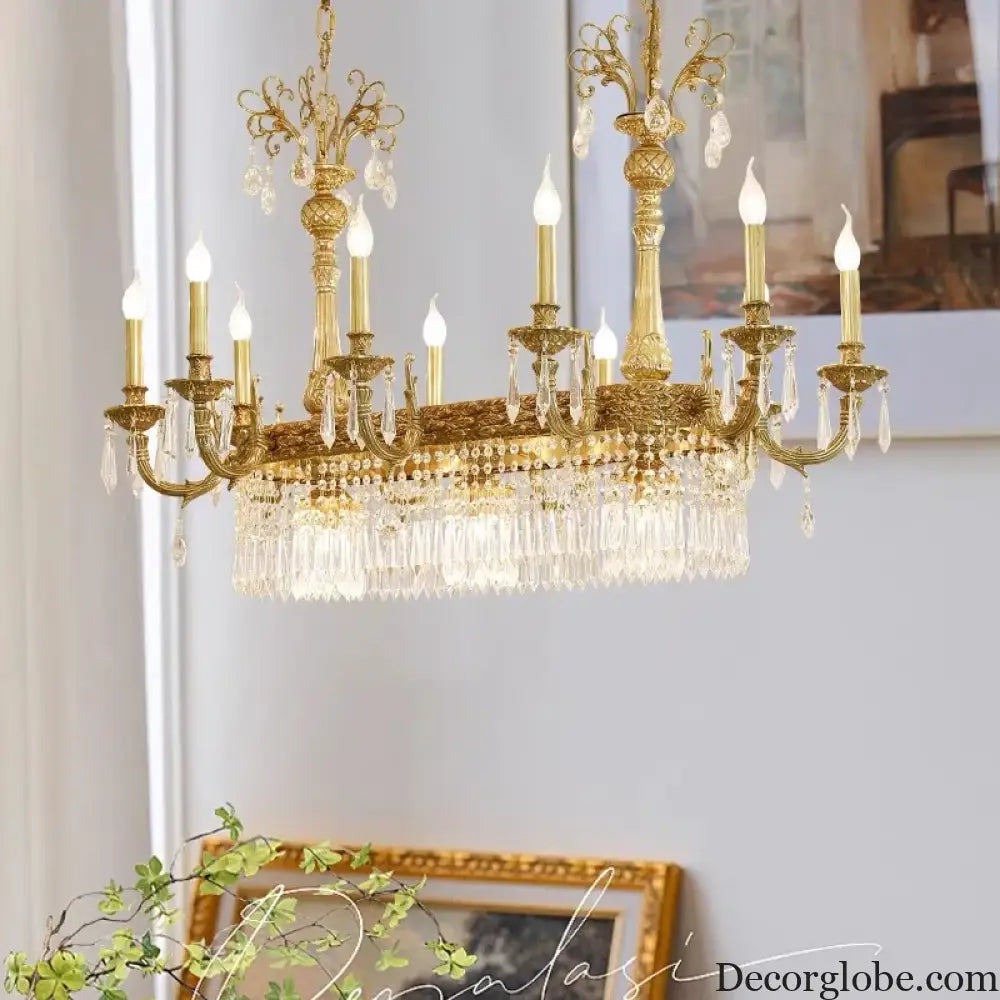 European Copper Crystal Chandelier 8-Light Pendant Chandelier