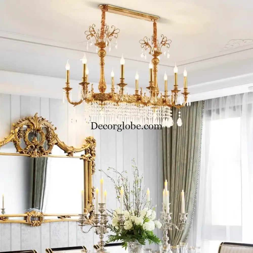 European Copper Crystal Chandelier 8-Light Pendant Chandelier