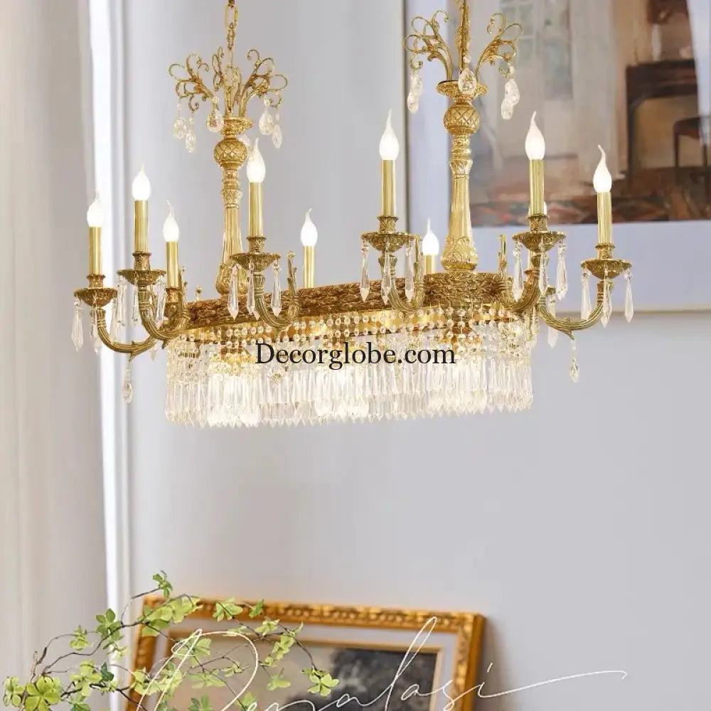 European Copper Crystal Chandelier 8-Light Pendant Chandelier