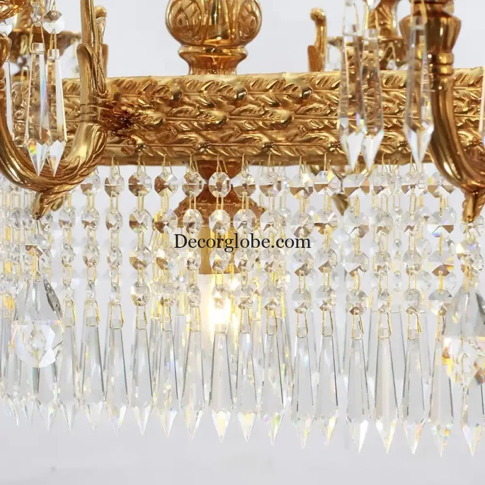 European Copper Crystal Chandelier 8-Light Pendant Chandelier