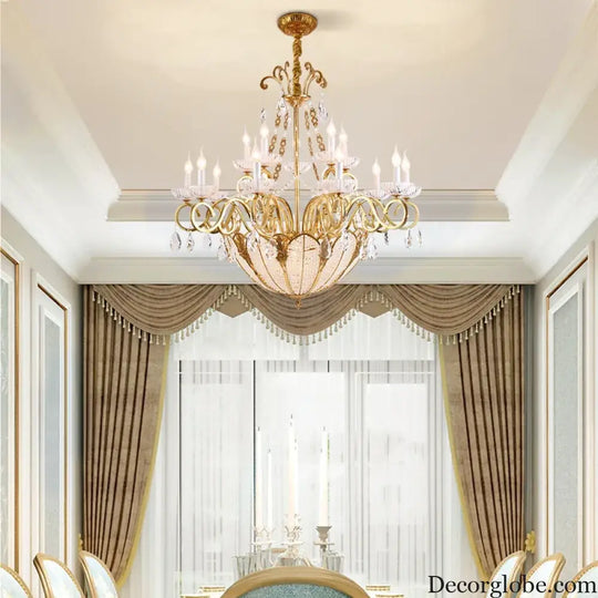 European Crystal Candle Brass Chandelier Chandelier