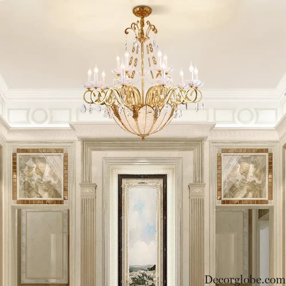 European Crystal Candle Brass Chandelier Chandelier
