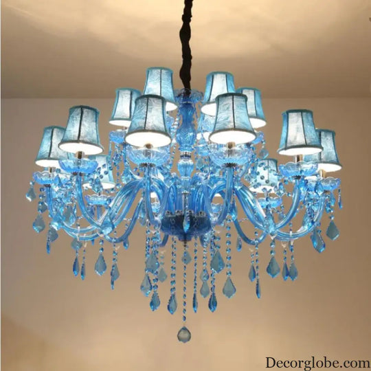 European Mediterranean Blue Crystal Chandelier Cafe KTV Cafe Club Colored Chandelier Chandeliers